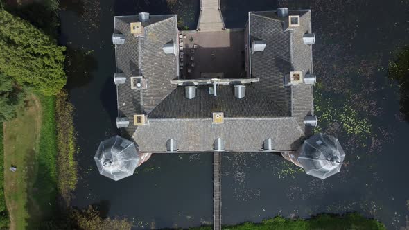 Castle Slangenburg in the Achterhoek, Gelderland, the Netherlands, Aerial topdown