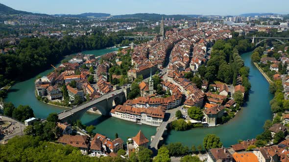 City of Bern in Switzerland From Above  the Capital City Aerial View