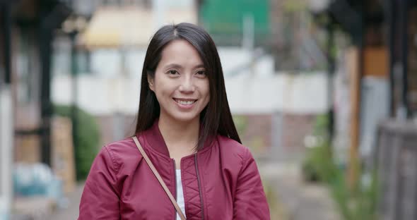 Woman smile to camera