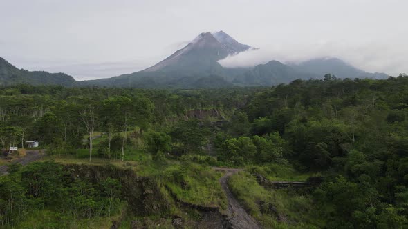 Scenic view in Merapi Mountain, one of popular destination in Yogyakarta, Indonesia.