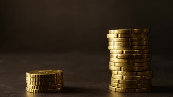 Stop-motion animation of growing stack Euro coin alt