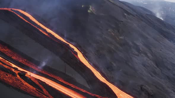 Aerial view of Volcan Cumbre Vieja, La Palma, Canary Islands, Spain.