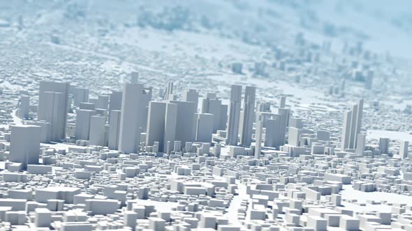 Big city. animation of a large stylized city with parallax effect and distorted perspective