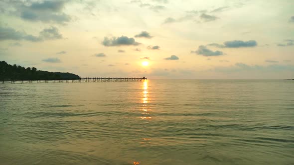 Beautiful sunset on the tropical beach and sea