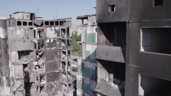 Borodyanka Ukraine  a Destroyed Building During the War Bucha District