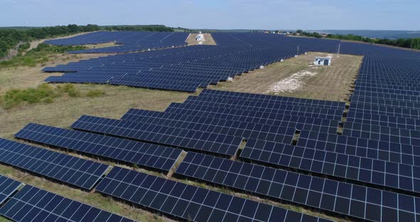  Solar farm power station from above. Ecological renewable energy.