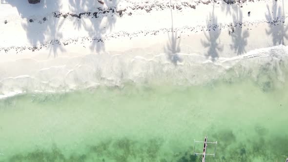 Tanzania Vertical Video  Boat Boats in the Ocean Near the Coast of Zanzibar Aerial View