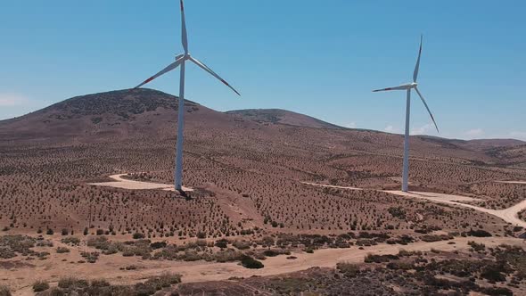 Aerial footage of eolic turbines, Chile