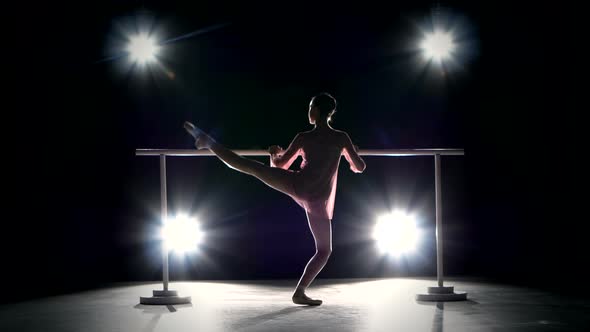 Ballerina in the Ballet Hall on the Dance Floor