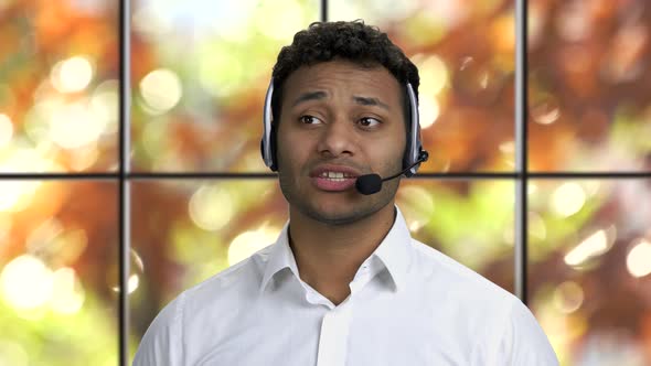 Positive Call Center Operator Talking with Client