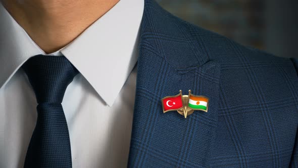 Businessman Friend Flags Pin Turkey Niger