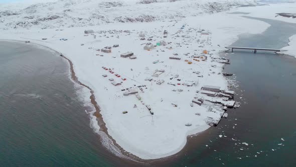 Aerial View of Barents Sea Bay Atlantic Ocean Murmansk