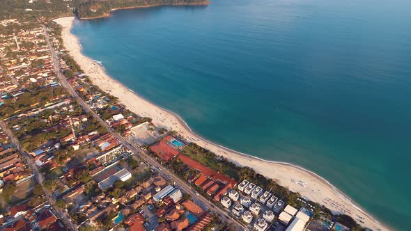 Sunset tropical summer beach. Brazilian beach tourism landmark.