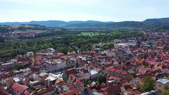 Panoramic aerial view of castle Heidecksburg, Rudolstadt, Thuringia, Germany.