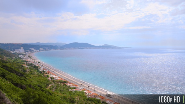 Panoramic view of the coastline of Rhodes, Greece