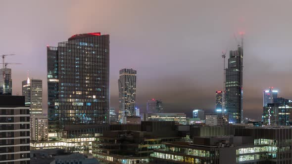 Time Lapse Night in Warsaw Poland