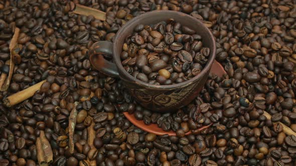 Coffee Beans And Cinnamon On The Table