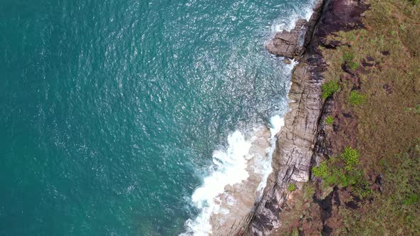 Top view sea surface Amazing waves sea background in slow motion Beautiful seashore at Phuket Thaila