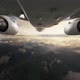 Commercial plane flying through clouds over the mountains - VideoHive Item for Sale