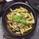 Pasta with Parmesan Cheese and Creamy Pesto Sauce in Black Bowl - VideoHive Item for Sale