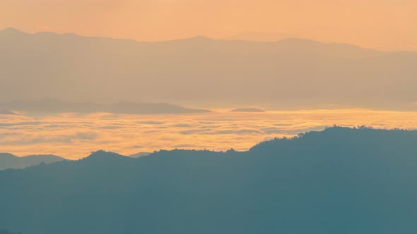 Fog Moving With Mountain