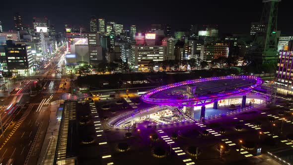 Nagoya Transport Intersection Oval Square at Night