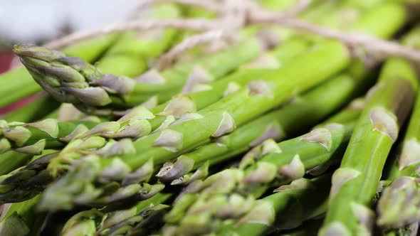 Asparagus Fresh Raw Organic Green Asparagus Sprouts Closeup Healthy Vegetarian Food