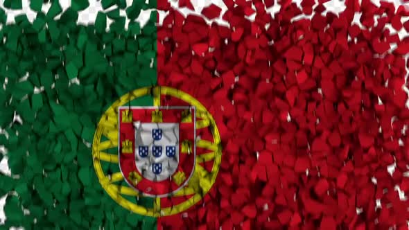 Portugal Flag Breaking Rocks Transition