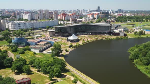 MINSK BelarusJune 19 2021 View From the Height of the Marriott Hotel Chain in Minsk