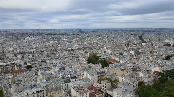 Flying towards the Eiffel Tower in Paris