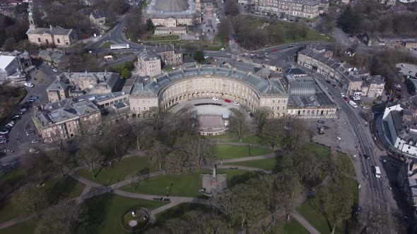 Buxton Crescent Building Exterior Aerial View Winter UK Peak District National Park Derbyshire