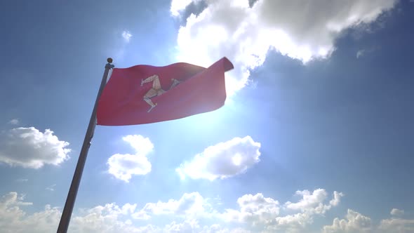 Isle of Man Flag on a Flagpole V4