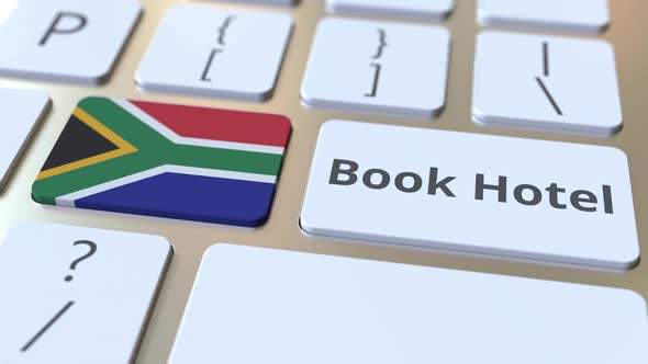 BOOK HOTEL Text and Flag of South Africa on the Buttons