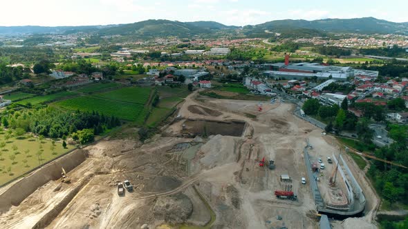 Construction site in city