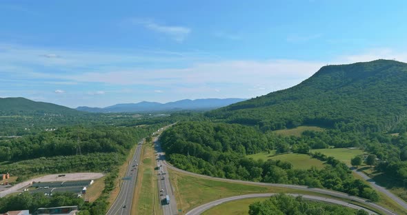 View of the Mountains in West Virginia Valley From Intersection Traffic Circle Road in Daleville