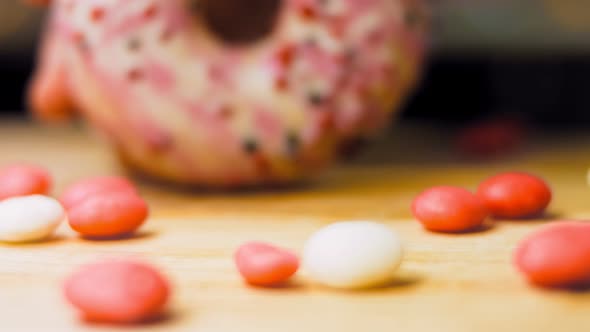 Pink Donuts Decorated with Sweets