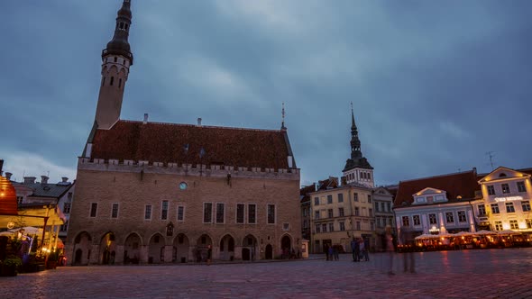 Timelapse view of the old town of Tallinn.