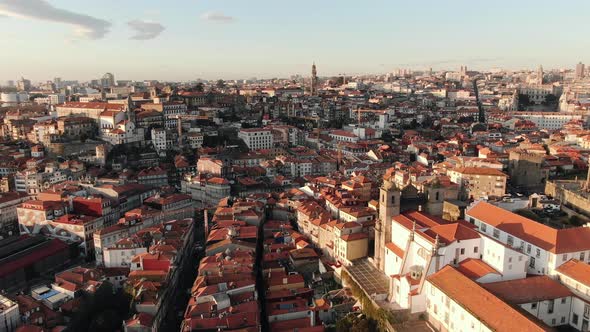 City with Small White Buildings Red Roofs and Narrow Streets