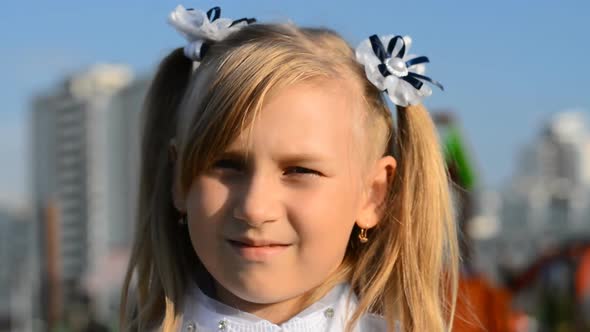 Close Up Emotional Portrait of Caucasian Smiling Teen Girl