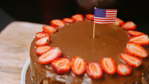 Chocolate Cake with Nutella Buttercream and Strawberries