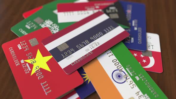 Emphasized Bank Card with Flag of Thailand