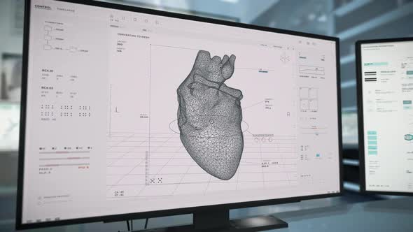 Robotic 3d printer machine is making a realistic copy of the human heart alt