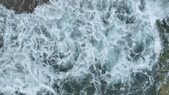 Awesome azure sea rocky texture aerial view 4 K Turkey Alanya