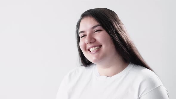 Obese Face Body Positive Smiling Overweight Woman