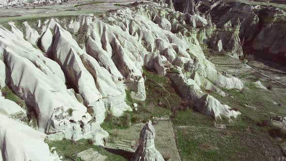 Aerial Footage Cappadocia Landscape and Rose Valley at Sunset