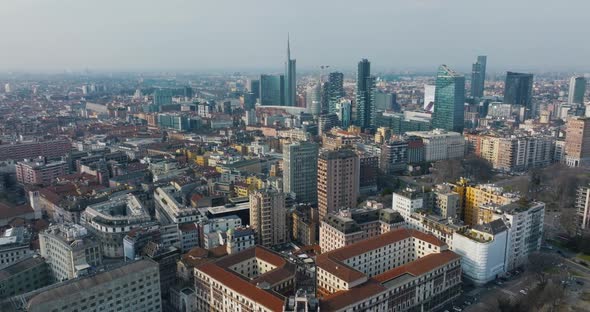 Aerial View of Milan City From Above Near Milan and Duomo Di Milano