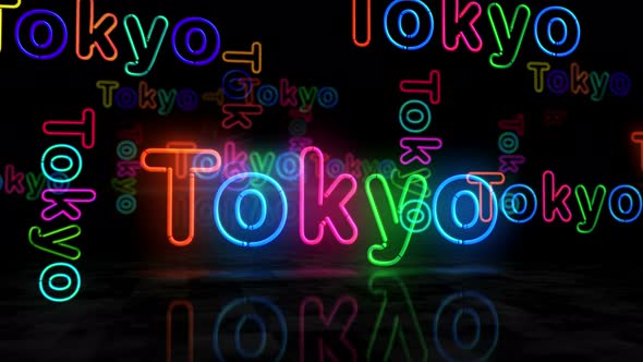 Tokyo Japan symbol glowing neon 3d lights