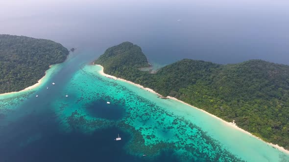 Top View Aerial Video of Beach, Corals and Sea