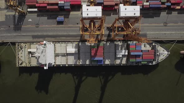 Aerial View Above Commercial Dockyard Logistic Concept 06