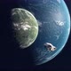 Lush Green Moon Orbiting an Ocean Super Earth - With Spaceship Approaching - VideoHive Item for Sale